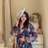 White Disc Fascinator Hat with Feather - House of Hats