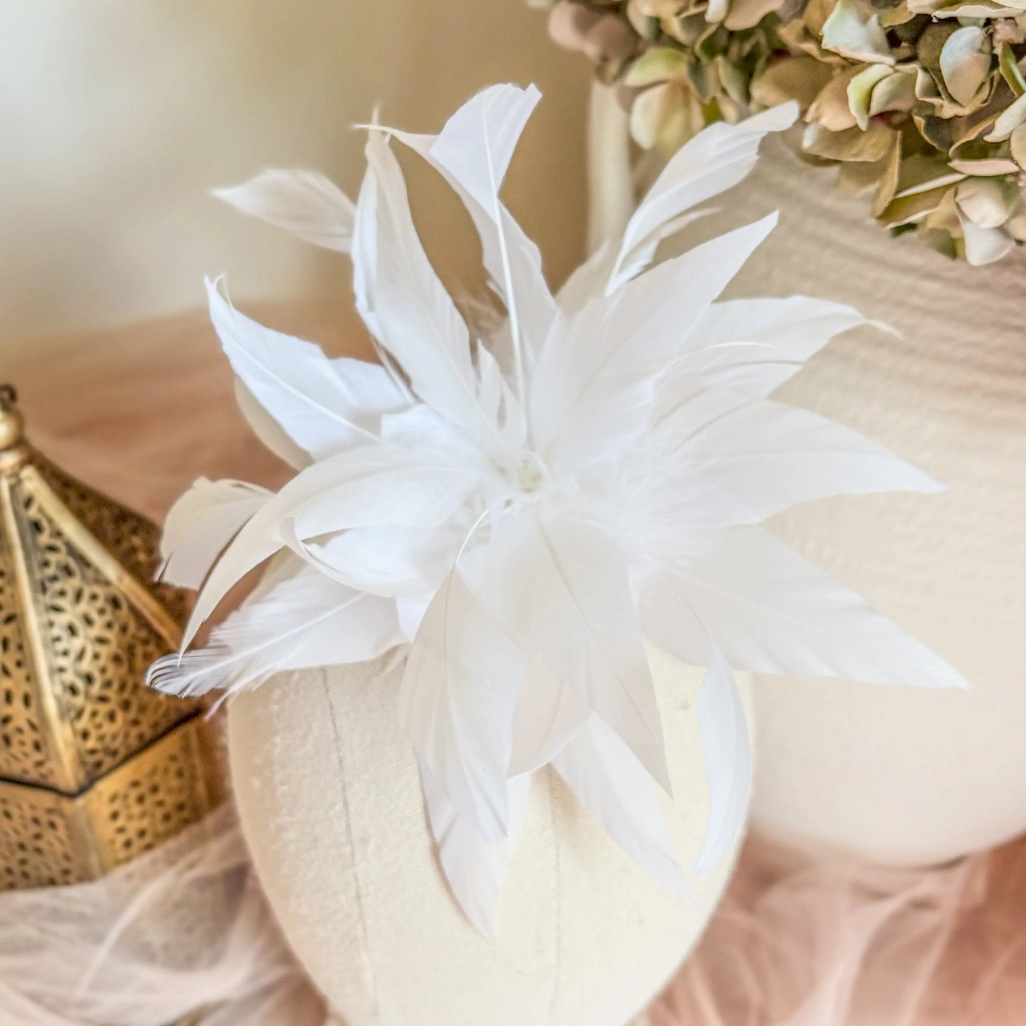 White Feather Fascinator Hat - House of Hats