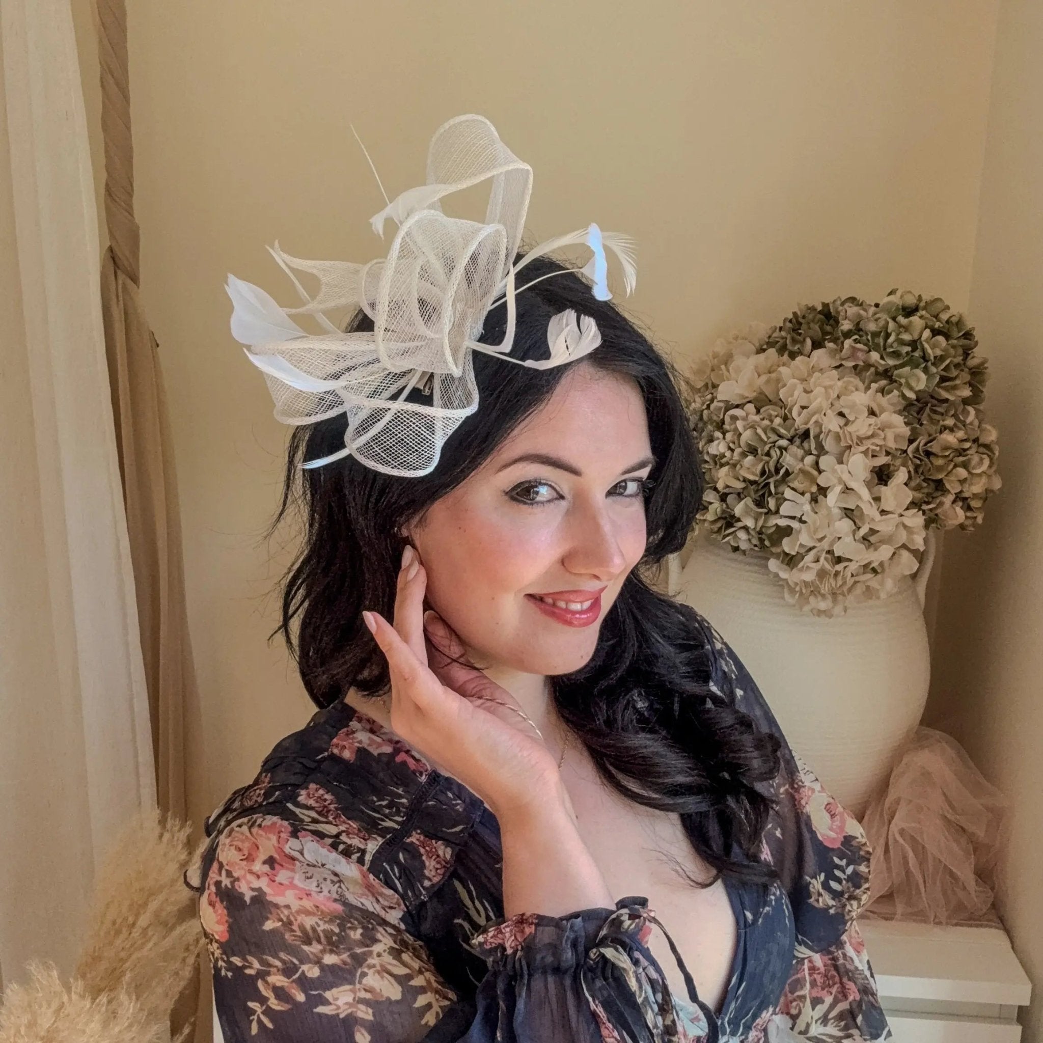 White Feather Fascinator Hat - House of Hats