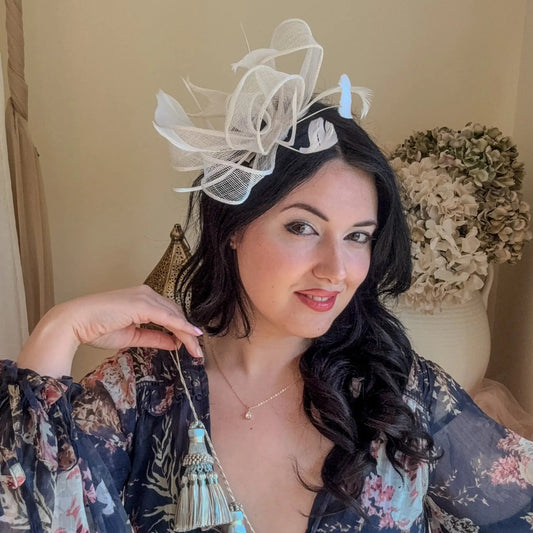 White Feather Fascinator Hat - House of Hats