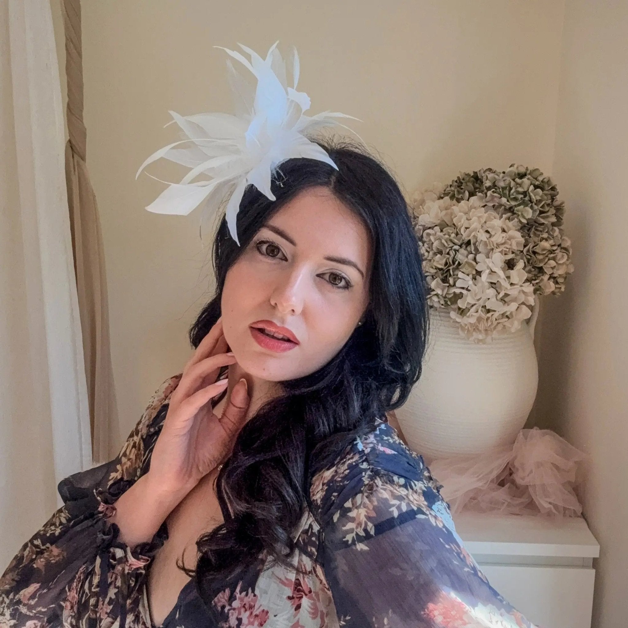 White Feather Fascinator Hat - House of Hats