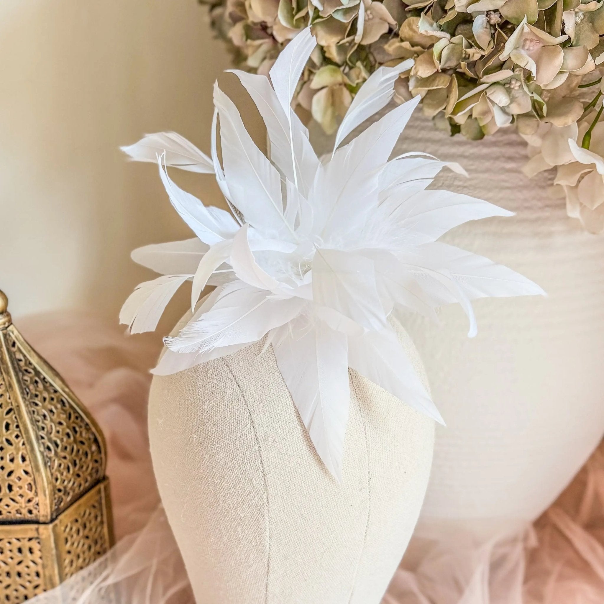 White Feather Fascinator Hat - House of Hats