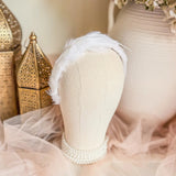 White feather headband fascinator - House of Hats