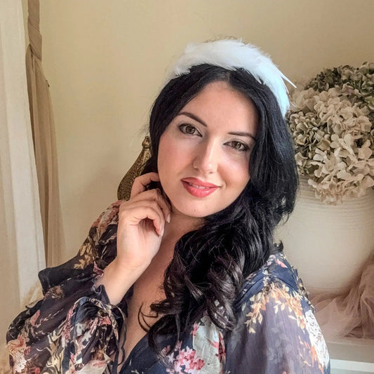 White feather headband fascinator - House of Hats