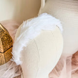White feather headband fascinator - House of Hats