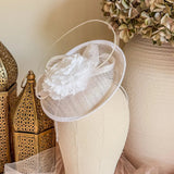 White Flower Disc Fascinator Hat - House of Hats