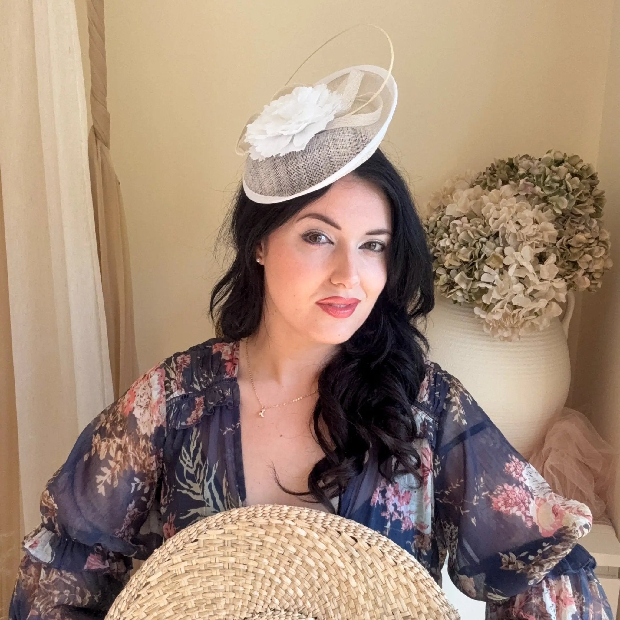White Flower Disc Fascinator Hat - House of Hats