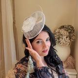 White Flower Disc Fascinator Hat - House of Hats