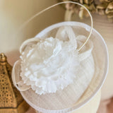 White Flower Disc Fascinator Hat - House of Hats