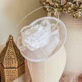 White Flower Disc Fascinator Hat - House of Hats
