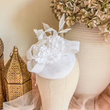 White flower fascinator hat - House of Hats