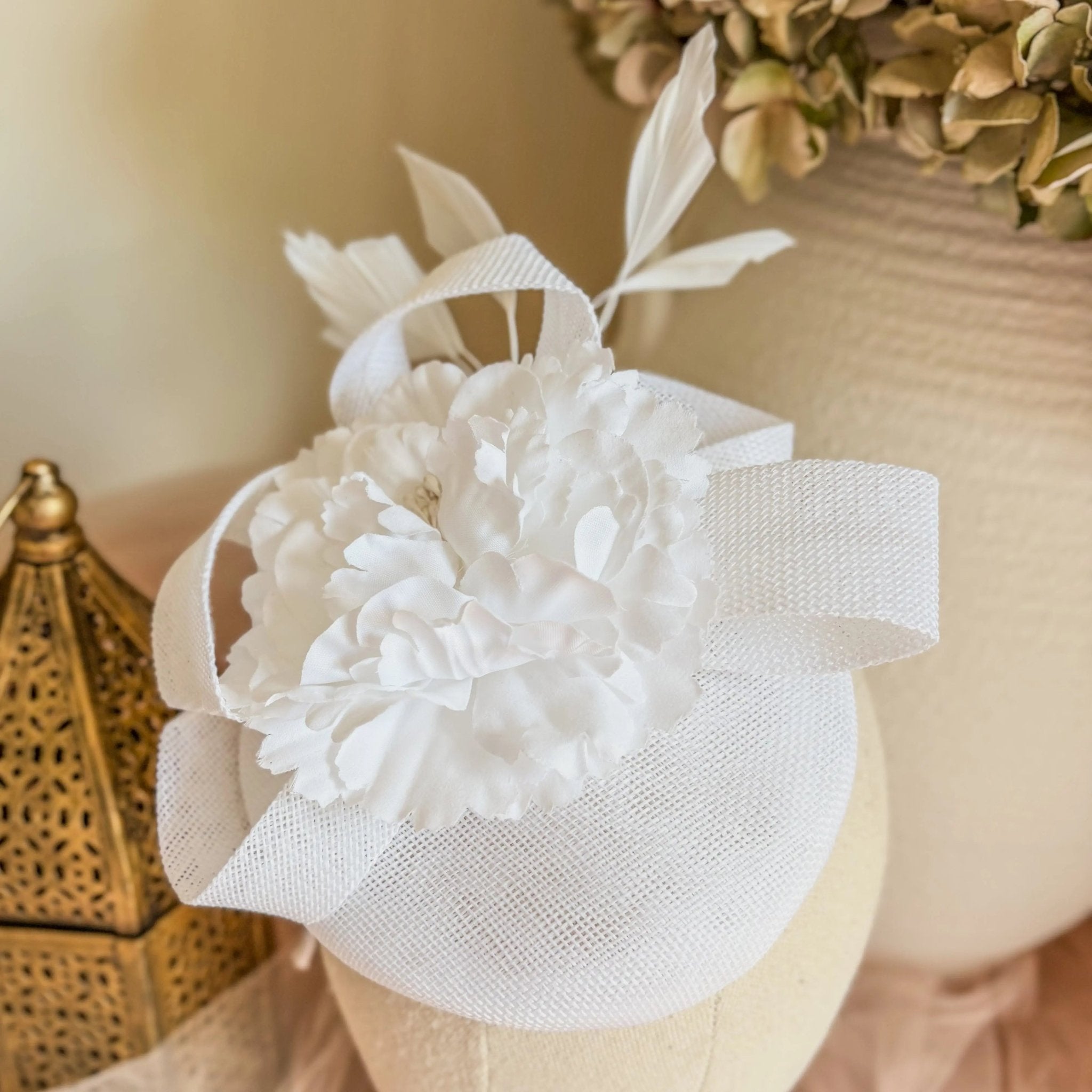 White flower fascinator hat - House of Hats