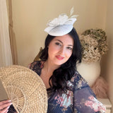 White flower fascinator hat - House of Hats