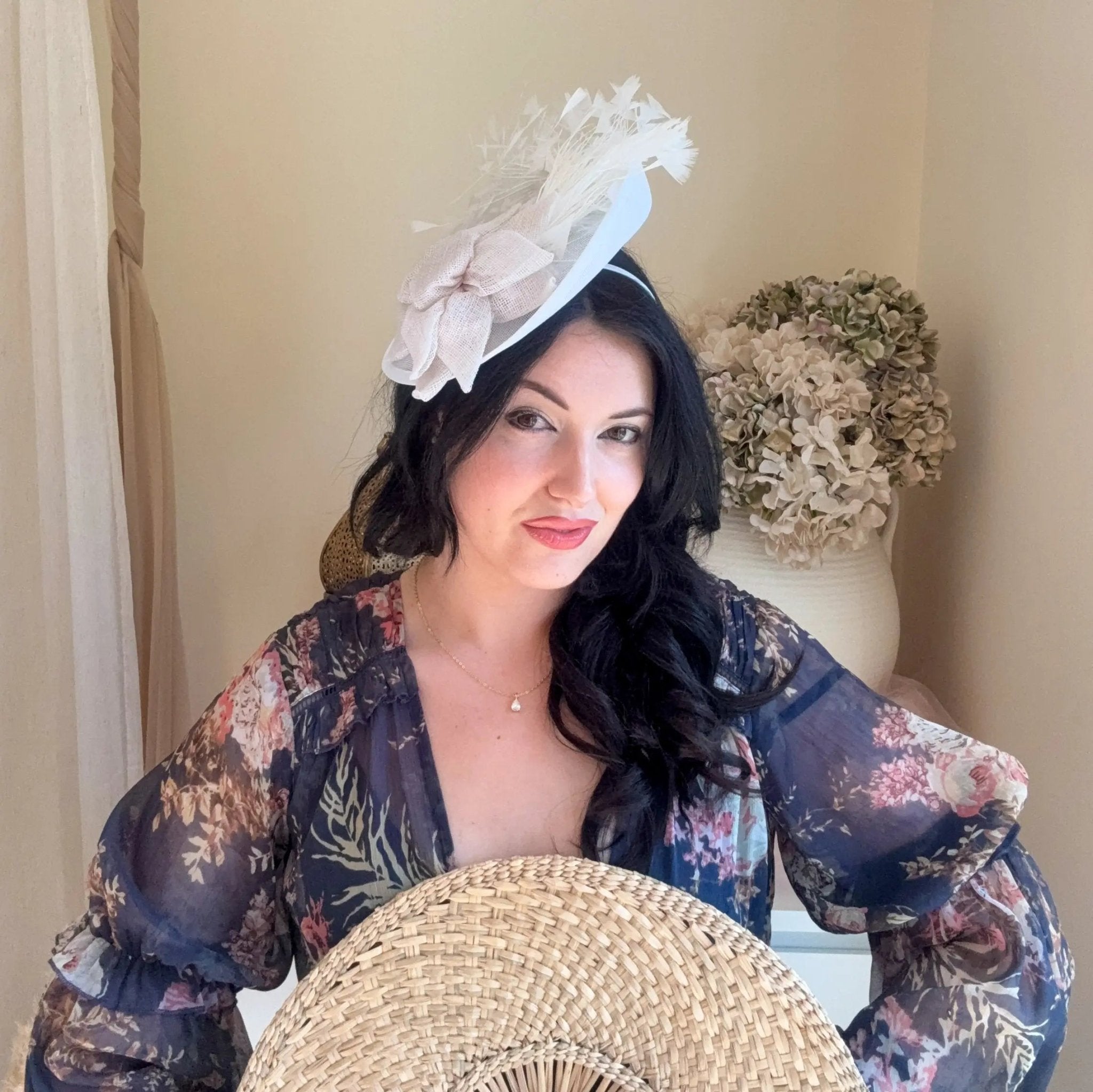 White large fascinator hat - House of Hats