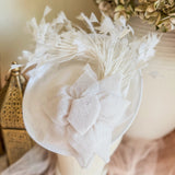 White large fascinator hat - House of Hats