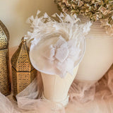 White large fascinator hat - House of Hats