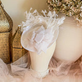 White large fascinator hat - House of Hats