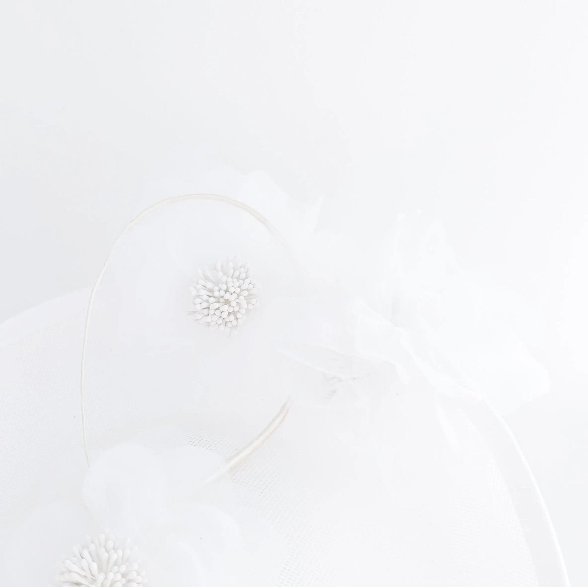 White large flower saucer disc fascinator hat - House of Hats
