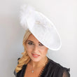White large flower saucer disc fascinator hat - House of Hats