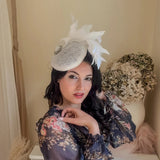 White Pearl Fascinator Hat with Feathers - House of Hats