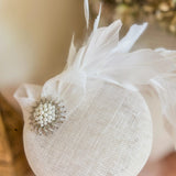 White Pearl Fascinator Hat with Feathers - House of Hats