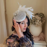 White Pearl Fascinator Hat with Feathers - House of Hats