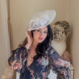 White Teardrop Fascinator Hat with Feathers - House of Hats