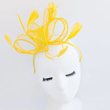 Yellow feather fascinator hat - House of Hats