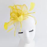 Yellow feather fascinator hat - House of Hats