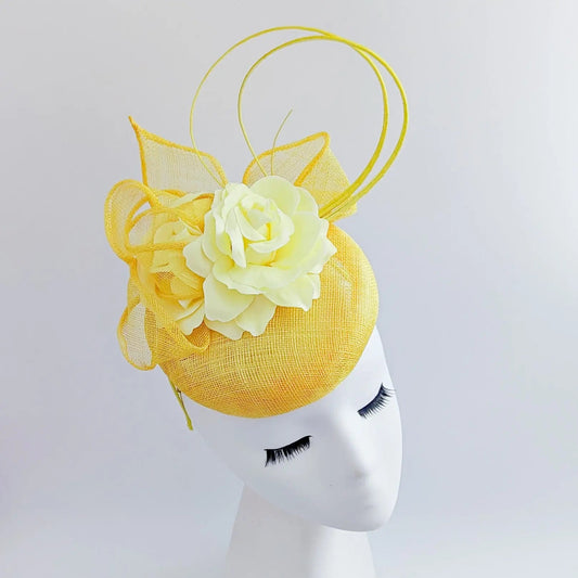 Yellow flower fascinator hat - House of Hats