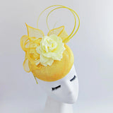 Yellow flower fascinator hat - House of Hats