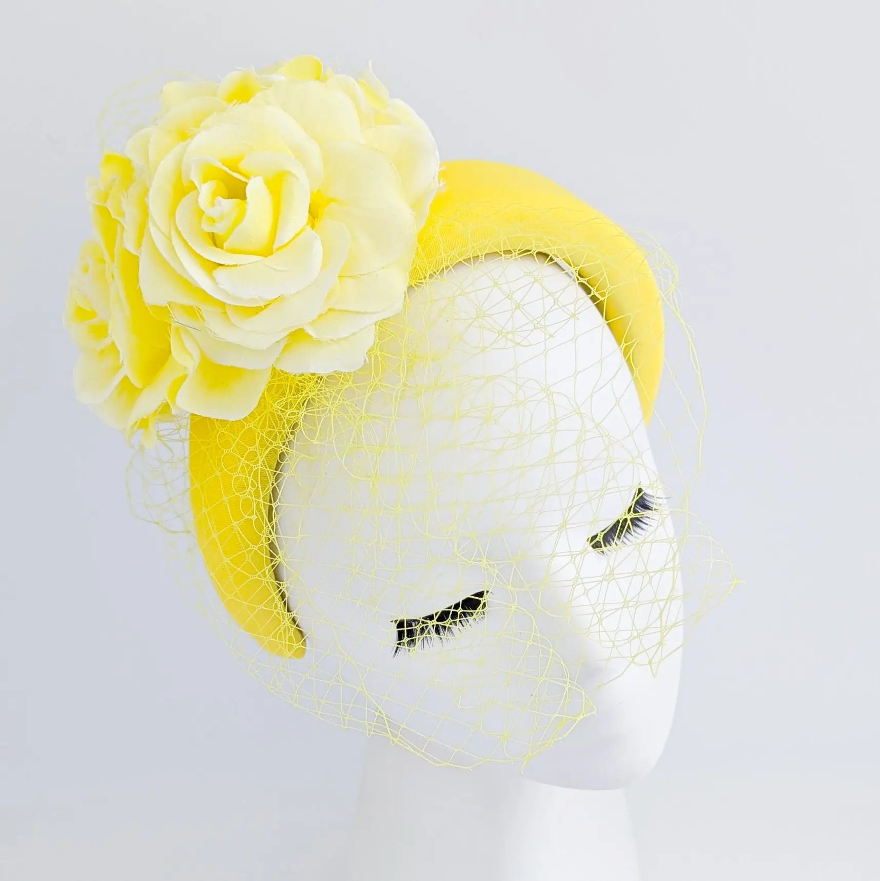 Yellow flower padded headband fascinator - House of Hats
