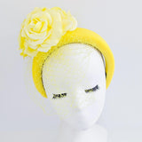 Yellow flower padded headband fascinator - House of Hats
