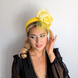 Yellow flower padded headband fascinator - House of Hats