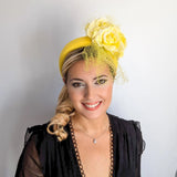 Yellow flower padded headband fascinator - House of Hats