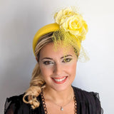 Yellow flower padded headband fascinator - House of Hats