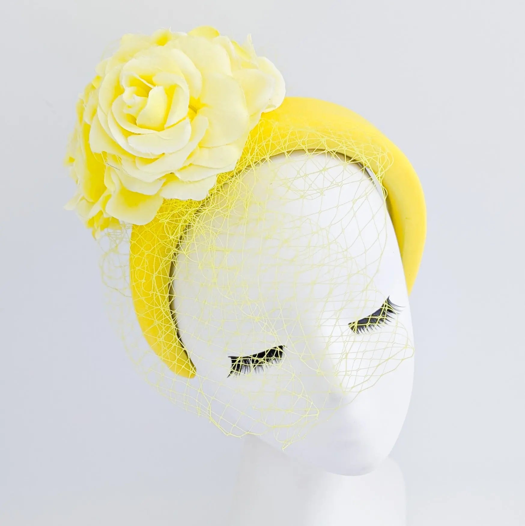 Yellow flower padded headband fascinator - House of Hats