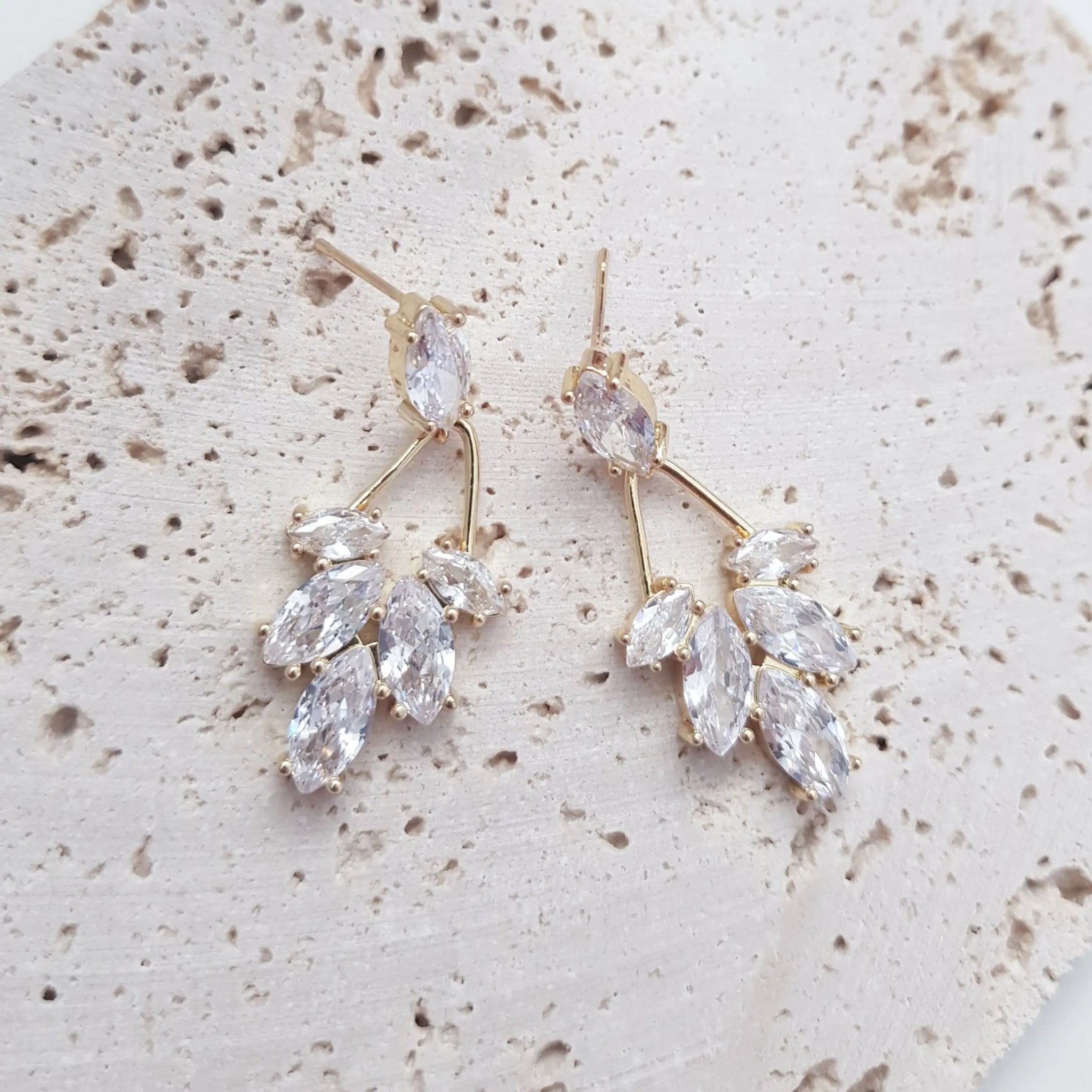 Art Deco Earrings, Bridal Earrings, Crystal Drop Earrings, Gold Earrings, Wedding Earrings, Bridesmaid Gift, Bridal Jewellery - House of Hats