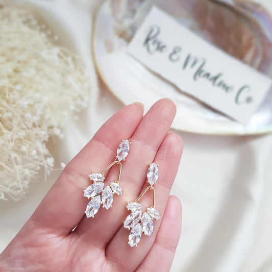 Art Deco Earrings, Bridal Earrings, Crystal Drop Earrings, Gold Earrings, Wedding Earrings, Bridesmaid Gift, Bridal Jewellery - House of Hats