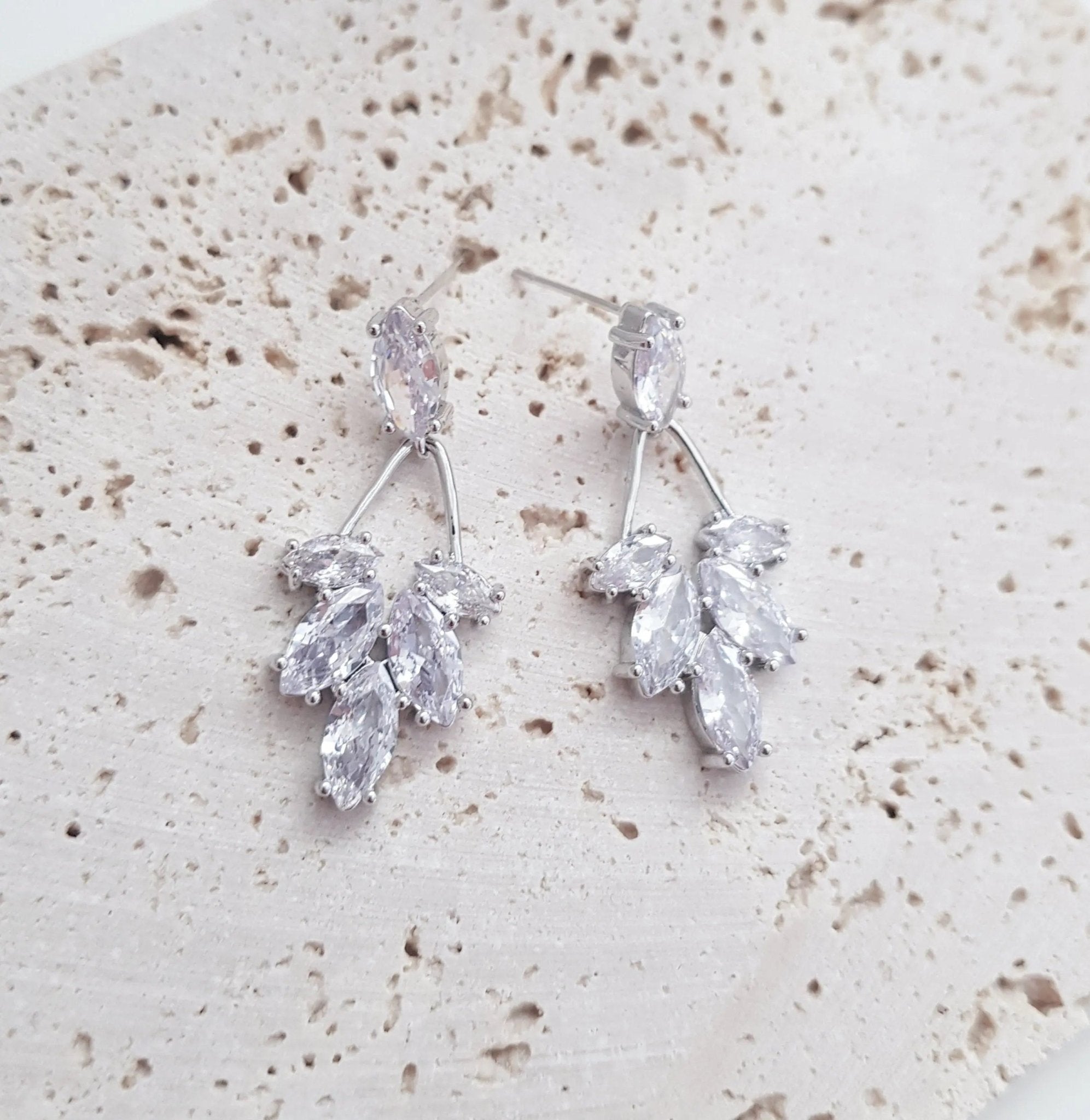 Art Deco Earrings, Bridal Earrings, Crystal Drop Earrings, Silver Earrings, Wedding Earrings, Bridesmaid Gift, Bridal Jewellery - House of Hats