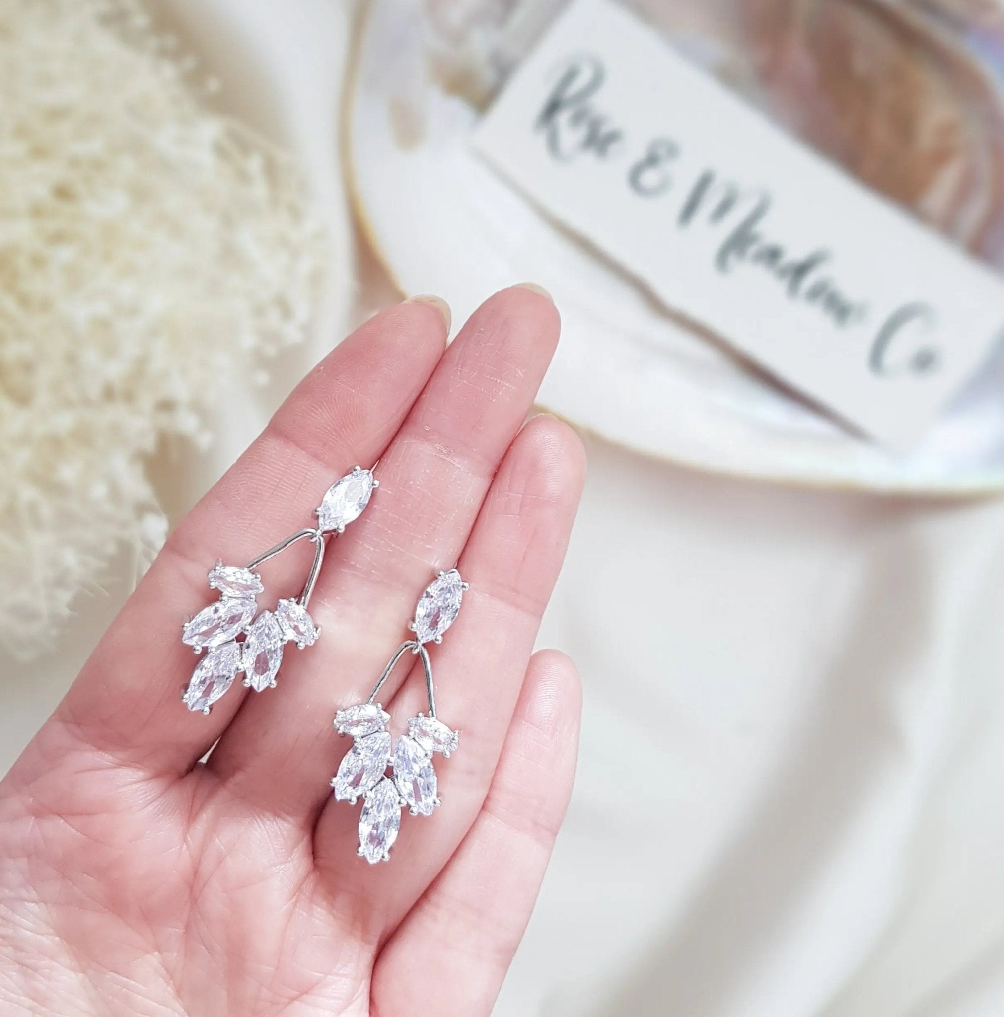 Art Deco Earrings, Bridal Earrings, Crystal Drop Earrings, Silver Earrings, Wedding Earrings, Bridesmaid Gift, Bridal Jewellery - House of Hats