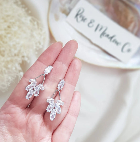 Art Deco Earrings, Bridal Earrings, Crystal Drop Earrings, Silver Earrings, Wedding Earrings, Bridesmaid Gift, Bridal Jewellery - House of Hats