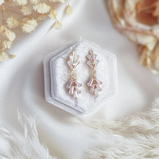 Art Deco Earrings, Bridal Earrings, Crystal Earrings, Gold Earrings, Wedding Earrings, Bridesmaid Gift, Crystal Earrings, Bridal Jewelry - House of Hats
