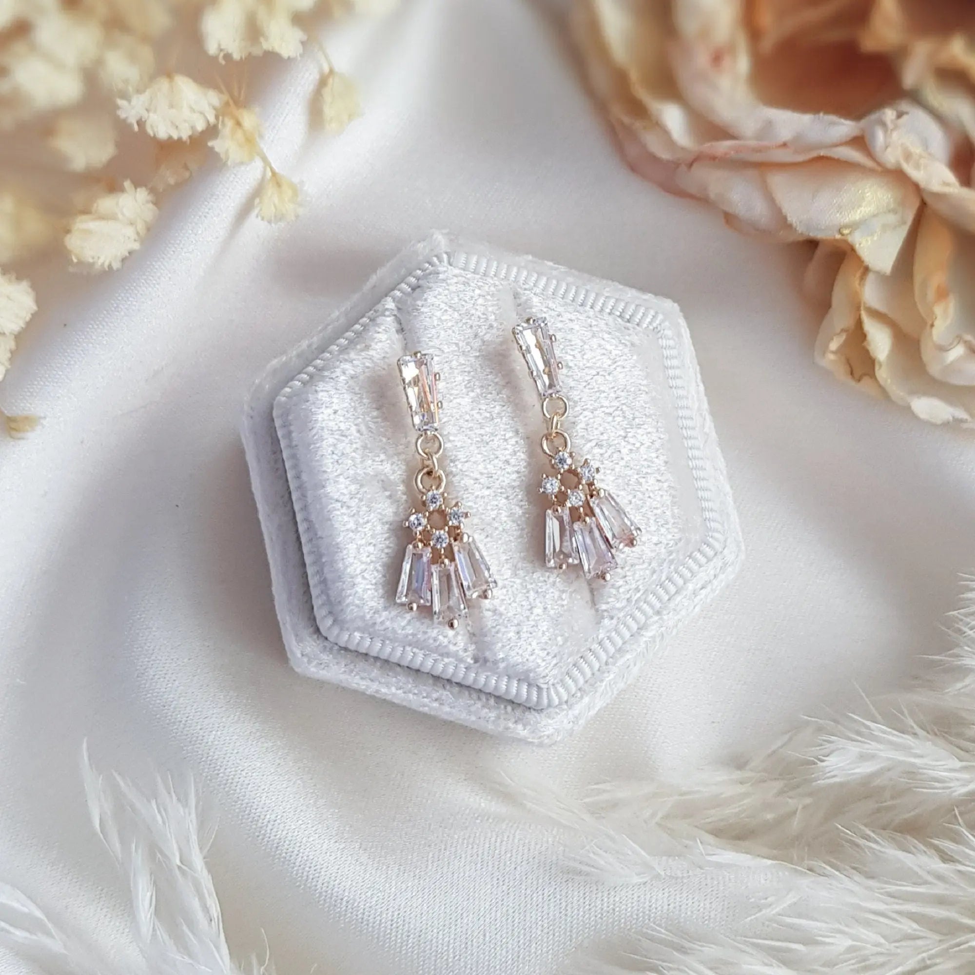 Art Deco Earrings, Bridal Earrings, Crystal Earrings, Gold Earrings, Wedding Earrings, Bridesmaid Gift, Crystal Earrings, Bridal Jewelry - House of Hats