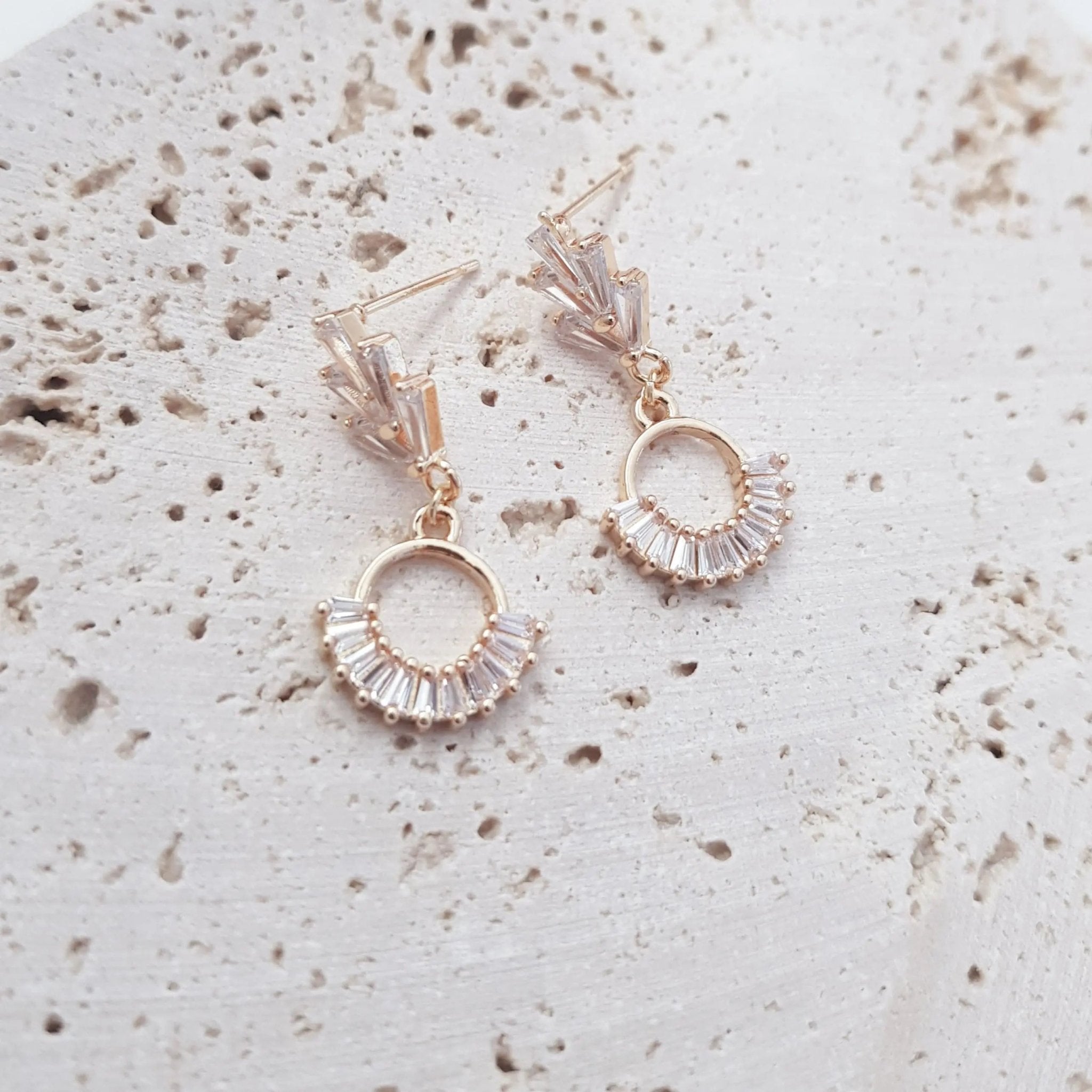 Art Deco Earrings, Bridal Earrings, Crystal Earrings, Gold Earrings, Wedding Earrings, Bridesmaid Gift, Crystal Earrings, Bridal Jewelry - House of Hats