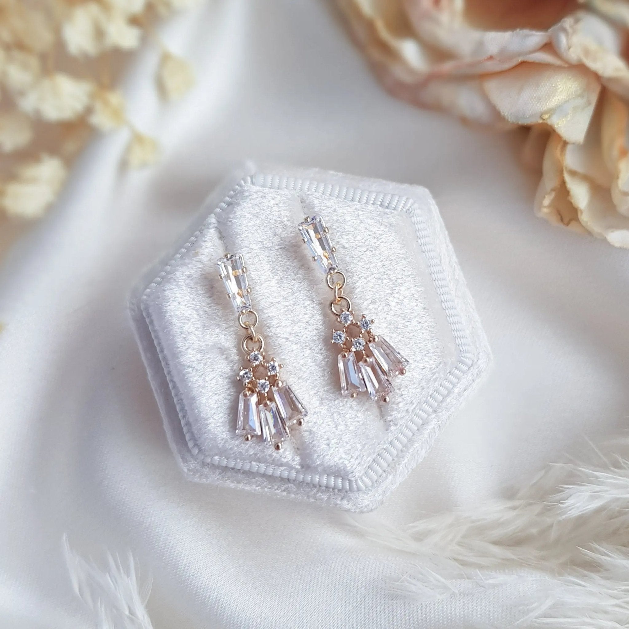 Art Deco Earrings, Bridal Earrings, Crystal Earrings, Gold Earrings, Wedding Earrings, Bridesmaid Gift, Crystal Earrings, Bridal Jewelry - House of Hats