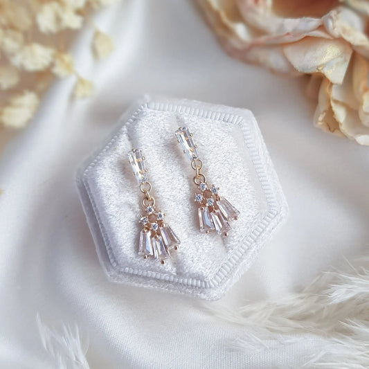 Art Deco Earrings, Bridal Earrings, Crystal Earrings, Gold Earrings, Wedding Earrings, Bridesmaid Gift, Crystal Earrings, Bridal Jewelry - House of Hats