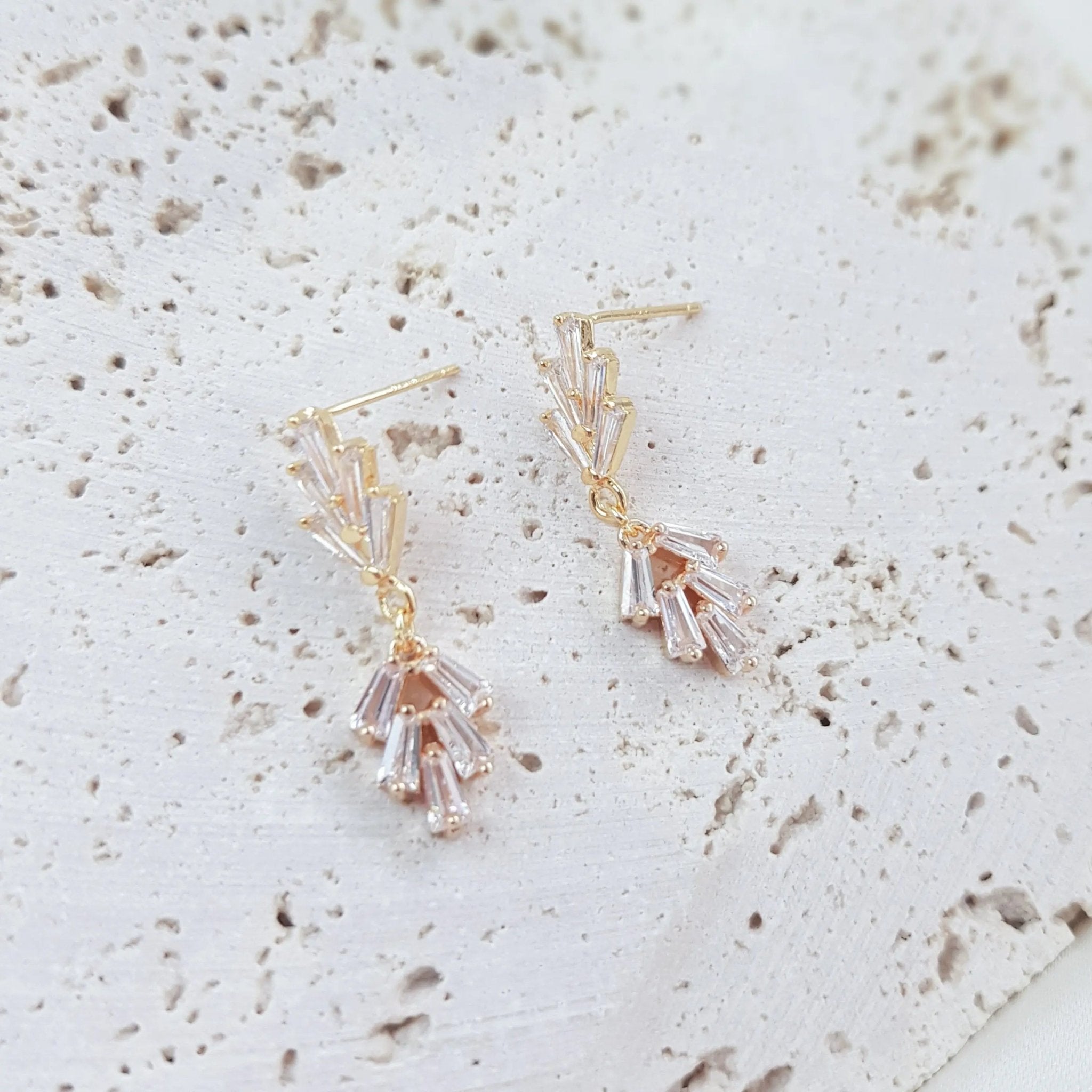 Art Deco Earrings, Bridal Earrings, Crystal Earrings, Gold Earrings, Wedding Earrings, Bridesmaid Gift, Crystal Earrings, Bridal Jewelry - House of Hats