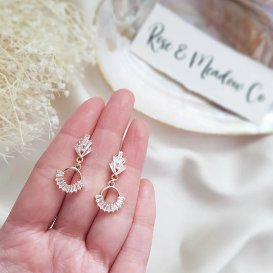 Art Deco Earrings, Bridal Earrings, Crystal Earrings, Gold Earrings, Wedding Earrings, Bridesmaid Gift, Crystal Earrings, Bridal Jewelry - House of Hats