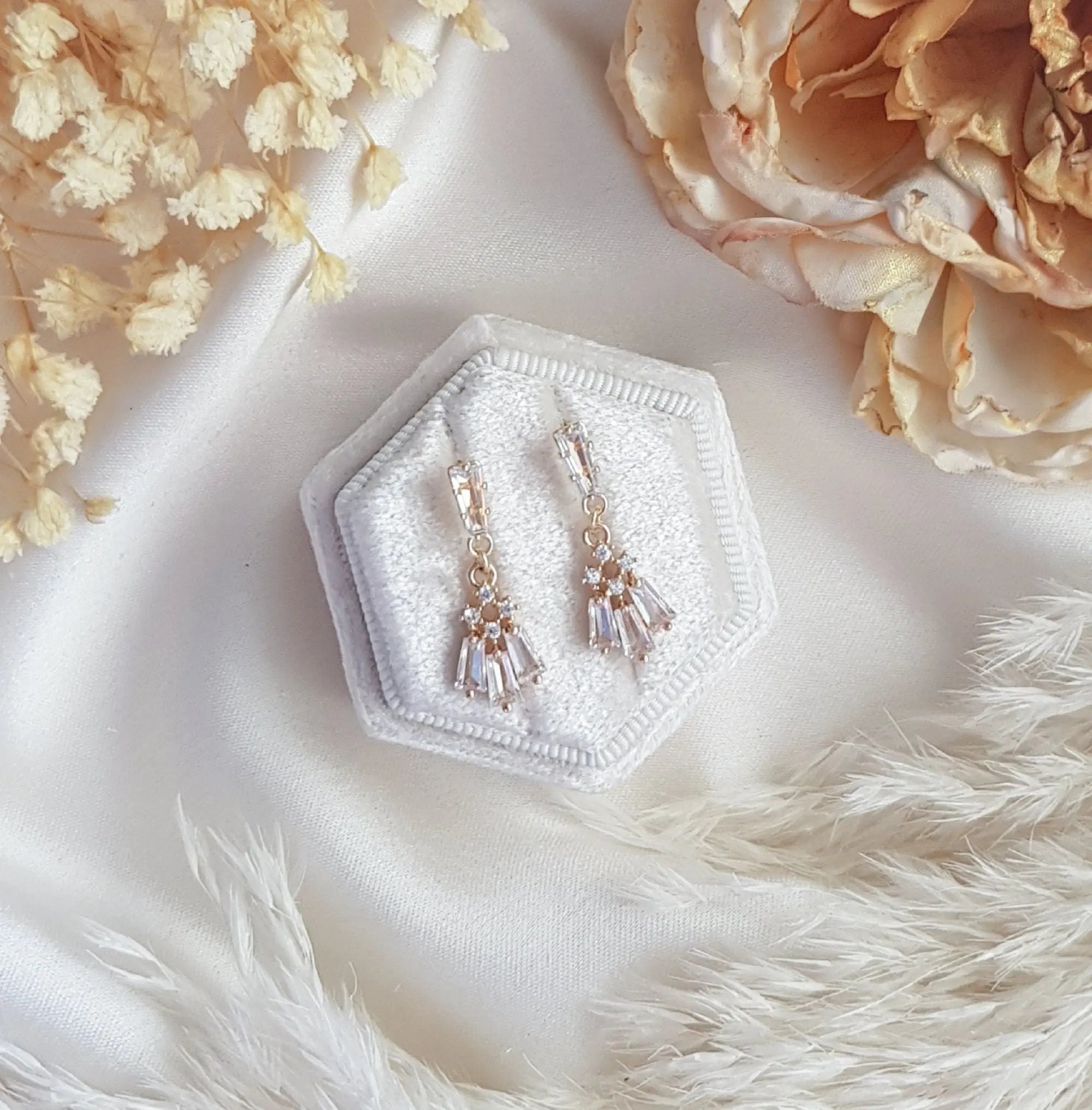 Art Deco Earrings, Bridal Earrings, Crystal Earrings, Gold Earrings, Wedding Earrings, Bridesmaid Gift, Crystal Earrings, Bridal Jewelry - House of Hats